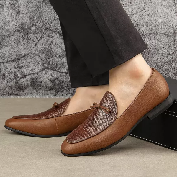 JITAI Mens Loafers Shoes Pattern Printing Mens Dress Loafer Shoes Slipon Casual Loafer Smoking SlipperBrown18