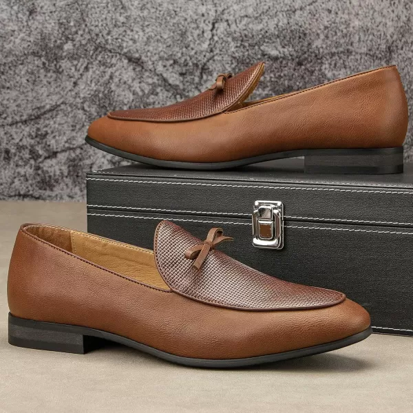 JITAI Mens Loafers Shoes Pattern Printing Mens Dress Loafer Shoes Slipon Casual Loafer Smoking SlipperBrown18