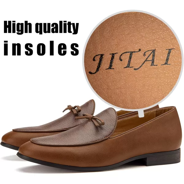 JITAI Mens Loafers Shoes Pattern Printing Mens Dress Loafer Shoes Slipon Casual Loafer Smoking SlipperBrown18