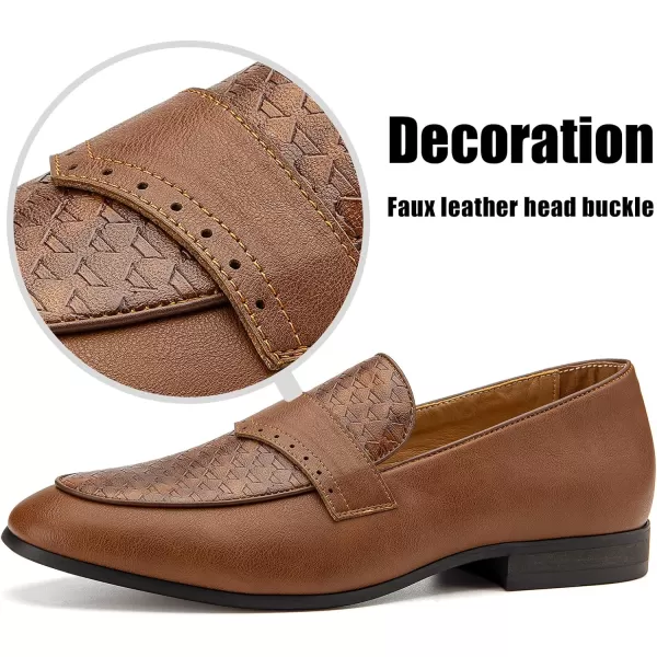 JITAI Mens Loafers Shoes Pattern Printing Mens Dress Loafer Shoes Slipon Casual Loafer Smoking SlipperBrown19