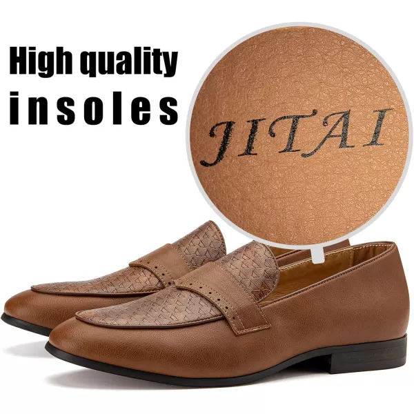 JITAI Mens Loafers Shoes Pattern Printing Mens Dress Loafer Shoes Slipon Casual Loafer Smoking SlipperBrown19