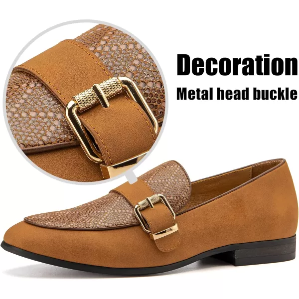 JITAI Mens Loafers Shoes Pattern Printing Mens Dress Loafer Shoes Slipon Casual Loafer Smoking SlipperBrown21