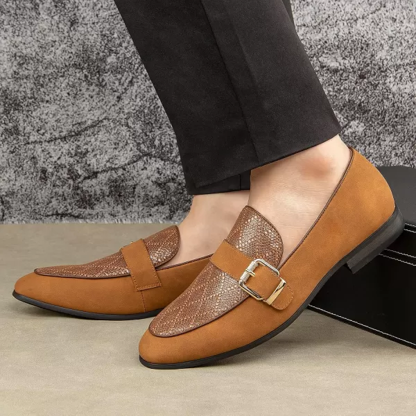 JITAI Mens Loafers Shoes Pattern Printing Mens Dress Loafer Shoes Slipon Casual Loafer Smoking SlipperBrown21