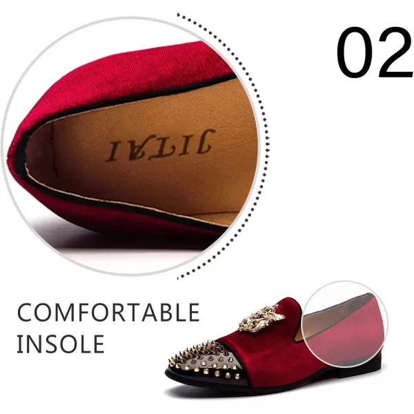 JITAI Mens Loafers Shoes Pattern Printing Mens Dress Loafer Shoes Slipon Casual Loafer Smoking SlipperRed12