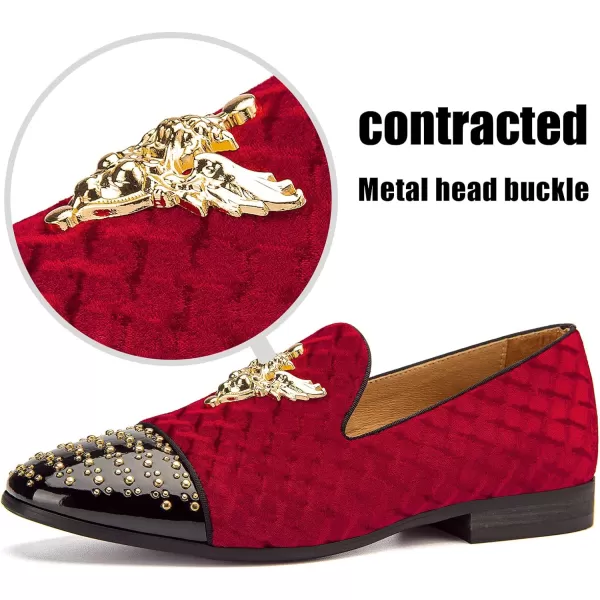 JITAI Mens Loafers Shoes Pattern Printing Mens Dress Loafer Shoes Slipon Casual Loafer Smoking SlipperRed13