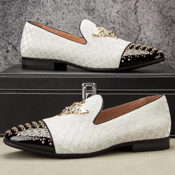 JITAI Mens Loafers Shoes Pattern Printing Mens Dress Loafer Shoes Slipon Casual Loafer Smoking SlipperWhite12