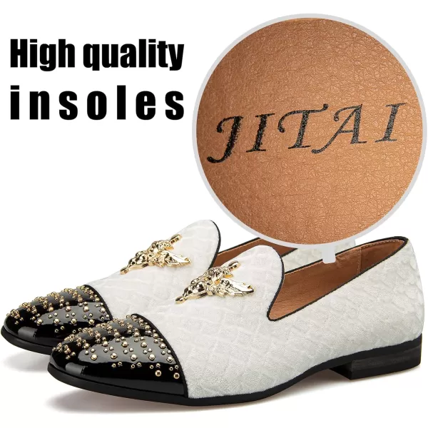 JITAI Mens Loafers Shoes Pattern Printing Mens Dress Loafer Shoes Slipon Casual Loafer Smoking SlipperWhite12