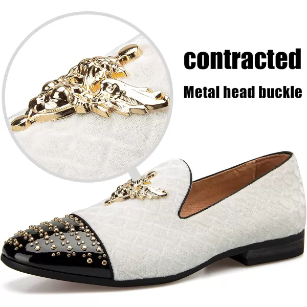JITAI Mens Loafers Shoes Pattern Printing Mens Dress Loafer Shoes Slipon Casual Loafer Smoking SlipperWhite12