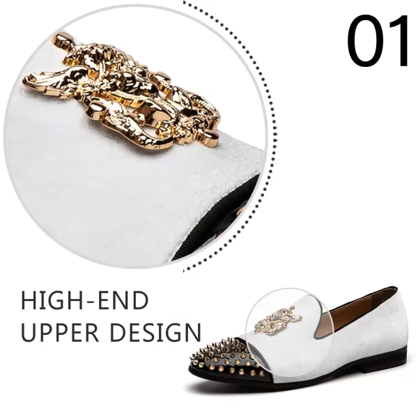 JITAI Mens Loafers Shoes Pattern Printing Mens Dress Loafer Shoes Slipon Casual Loafer Smoking SlipperWhite13