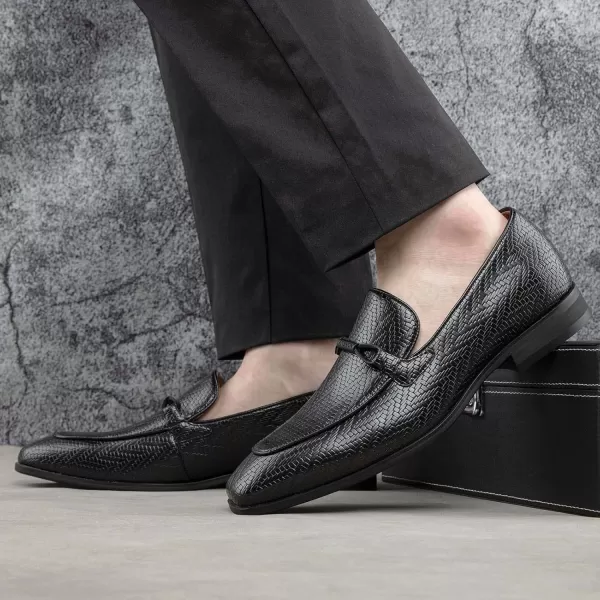 JITAI Mens Loafers Shoes Slip On Driving Shoes Casual Dress Loafer Business Fashion ShoesBlack02