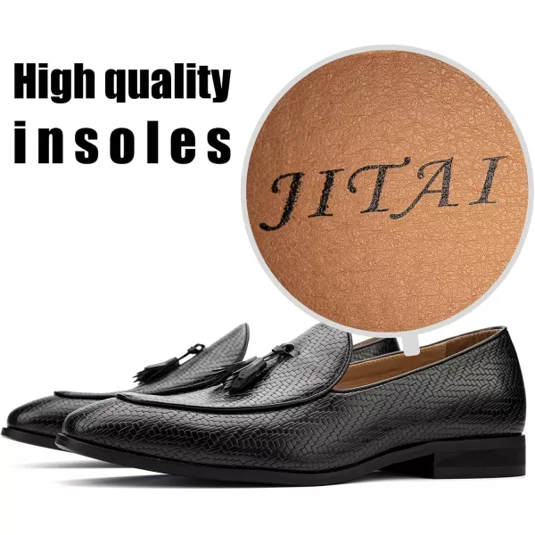 JITAI Mens Loafers Shoes Slip On Driving Shoes Casual Dress Loafer Business Fashion ShoesBlack03