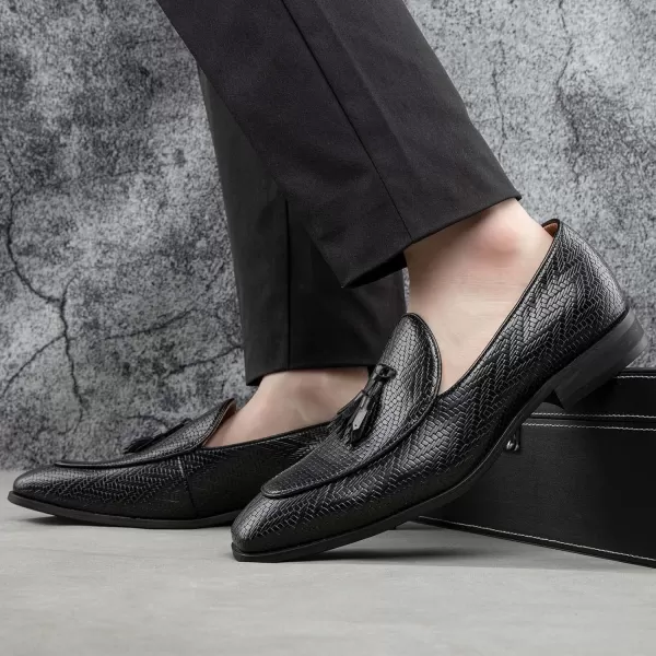 JITAI Mens Loafers Shoes Slip On Driving Shoes Casual Dress Loafer Business Fashion ShoesBlack03