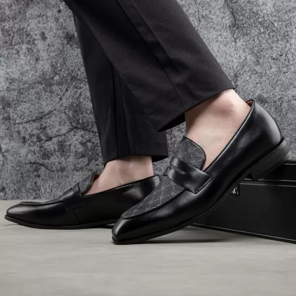 JITAI Mens Loafers Shoes Slip On Driving Shoes Casual Dress Loafer Business Fashion ShoesBlack14