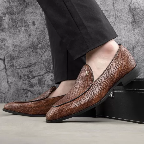 JITAI Mens Loafers Shoes Slip On Driving Shoes Casual Dress Loafer Business Fashion ShoesBrown01