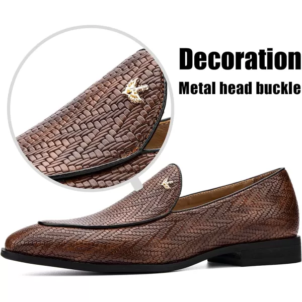 JITAI Mens Loafers Shoes Slip On Driving Shoes Casual Dress Loafer Business Fashion ShoesBrown01