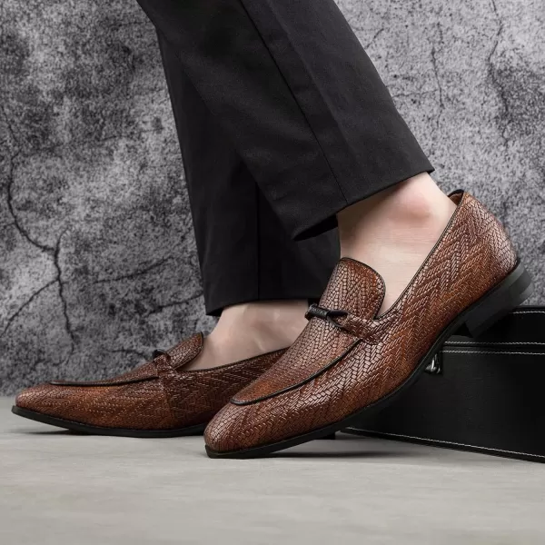 JITAI Mens Loafers Shoes Slip On Driving Shoes Casual Dress Loafer Business Fashion ShoesBrown02