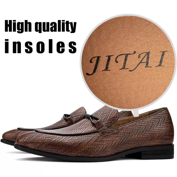 JITAI Mens Loafers Shoes Slip On Driving Shoes Casual Dress Loafer Business Fashion ShoesBrown02