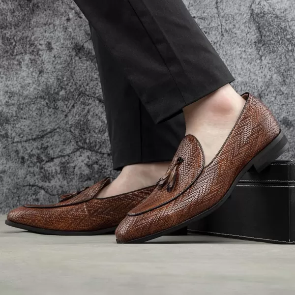 JITAI Mens Loafers Shoes Slip On Driving Shoes Casual Dress Loafer Business Fashion ShoesBrown03