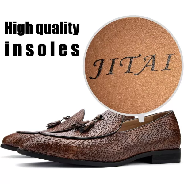 JITAI Mens Loafers Shoes Slip On Driving Shoes Casual Dress Loafer Business Fashion ShoesBrown03