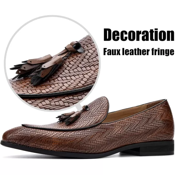 JITAI Mens Loafers Shoes Slip On Driving Shoes Casual Dress Loafer Business Fashion ShoesBrown03
