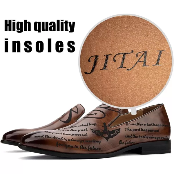 JITAI Mens Loafers Shoes Slip On Driving Shoes Casual Dress Loafer Business Fashion ShoesBrown05