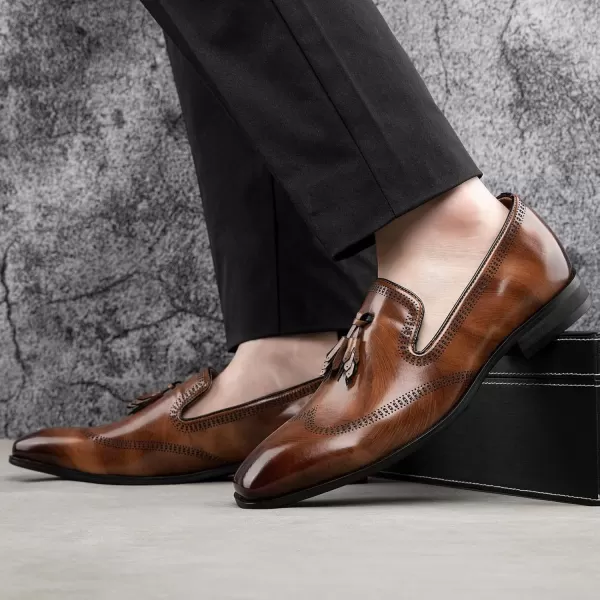JITAI Mens Loafers Shoes Slip On Driving Shoes Casual Dress Loafer Business Fashion ShoesBrown09