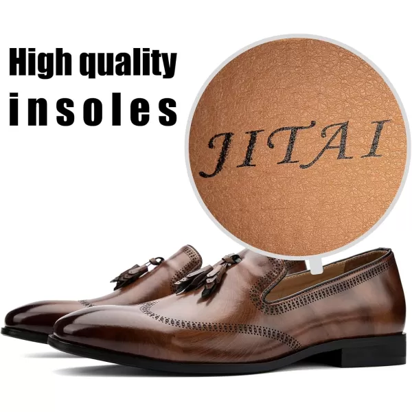JITAI Mens Loafers Shoes Slip On Driving Shoes Casual Dress Loafer Business Fashion ShoesBrown09