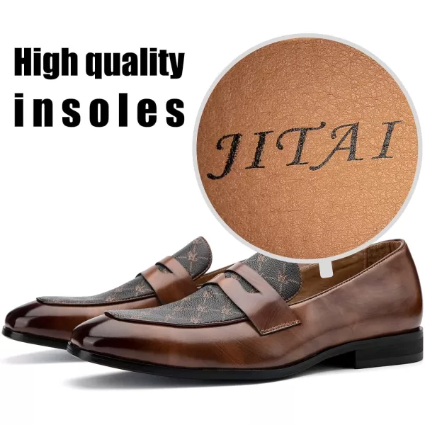 JITAI Mens Loafers Shoes Slip On Driving Shoes Casual Dress Loafer Business Fashion ShoesBrown14