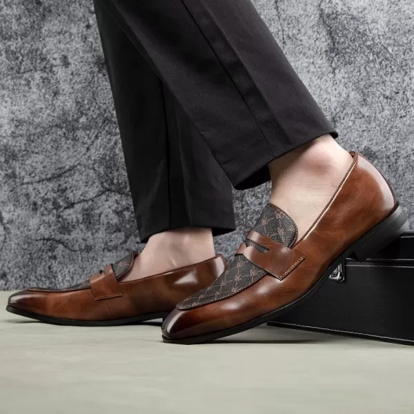 JITAI Mens Loafers Shoes Slip On Driving Shoes Casual Dress Loafer Business Fashion ShoesBrown14