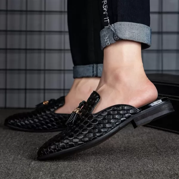 JITAI Mens Mules Mens Slippers SlipOn Loafers Casual Half Loafers Shoes Mens Backless SandalsBlack05