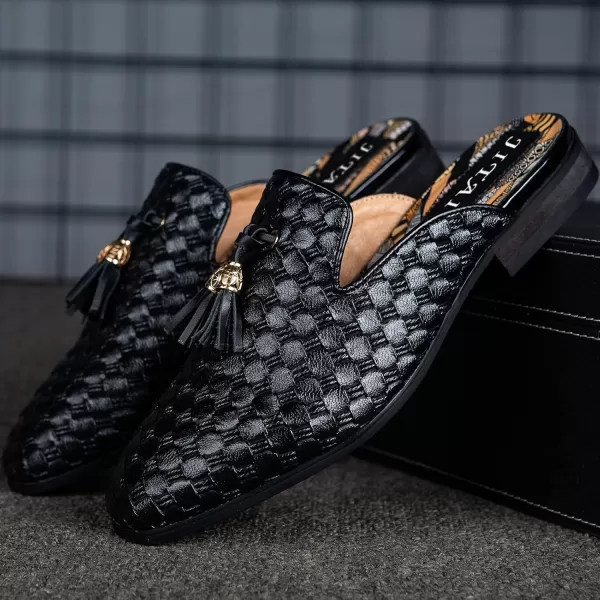 JITAI Mens Mules Mens Slippers SlipOn Loafers Casual Half Loafers Shoes Mens Backless SandalsBlack05