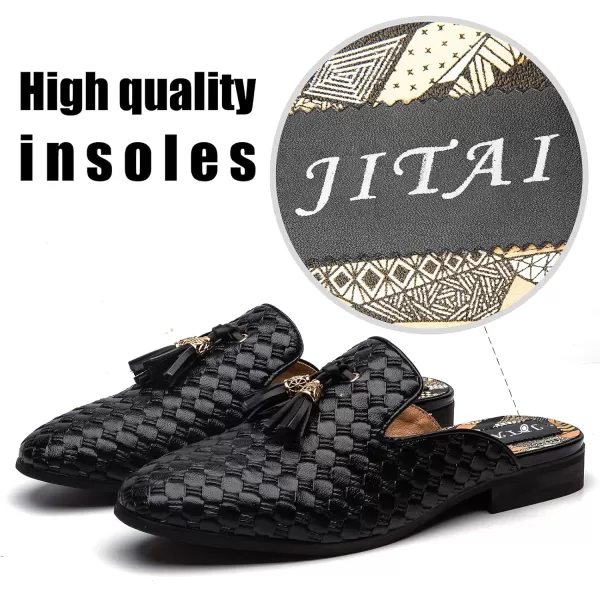 JITAI Mens Mules Mens Slippers SlipOn Loafers Casual Half Loafers Shoes Mens Backless SandalsBlack05