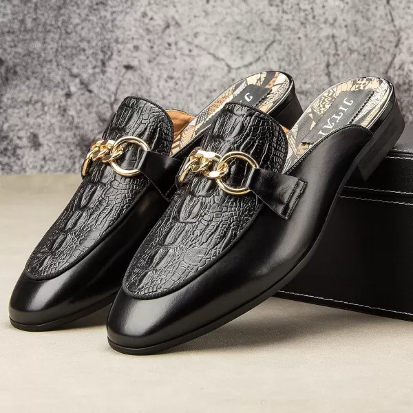 JITAI Mens Mules Mens Slippers SlipOn Loafers Casual Half Loafers Shoes Mens Backless SandalsBlack33