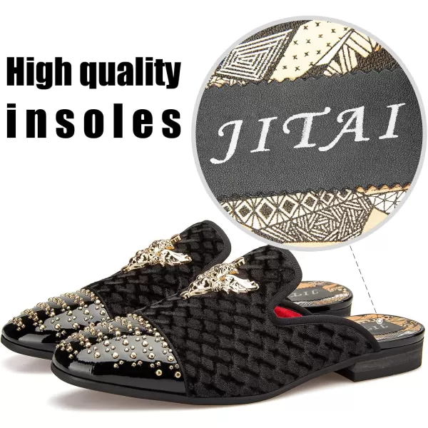 JITAI Mens Mules Mens Slippers SlipOn Loafers Casual Half Loafers Shoes Mens Backless SandalsBlack35