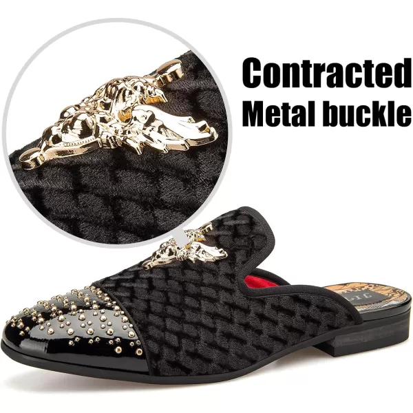 JITAI Mens Mules Mens Slippers SlipOn Loafers Casual Half Loafers Shoes Mens Backless SandalsBlack35