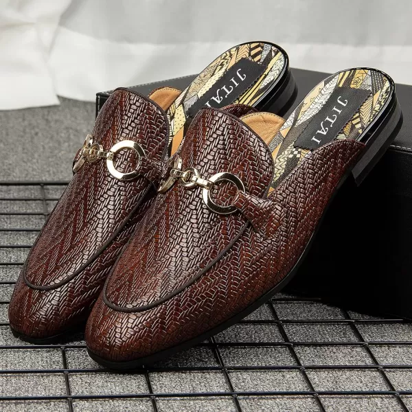 JITAI Mens Mules Mens Slippers SlipOn Loafers Casual Half Loafers Shoes Mens Backless SandalsBrown02