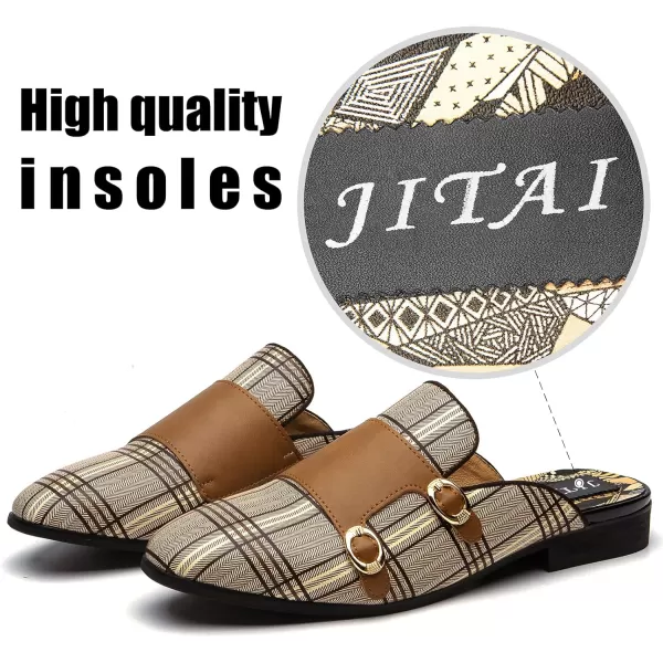 JITAI Mens Mules Mens Slippers SlipOn Loafers Casual Half Loafers Shoes Mens Backless SandalsBrown04