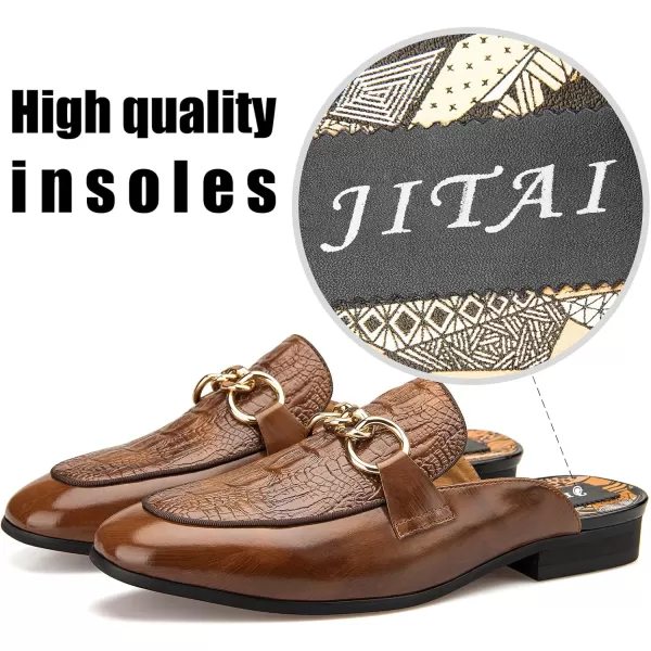 JITAI Mens Mules Mens Slippers SlipOn Loafers Casual Half Loafers Shoes Mens Backless SandalsBrown34