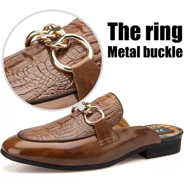 JITAI Mens Mules Mens Slippers SlipOn Loafers Casual Half Loafers Shoes Mens Backless SandalsBrown34