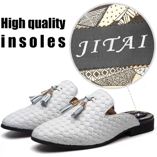 JITAI Mens Mules Mens Slippers SlipOn Loafers Casual Half Loafers Shoes Mens Backless SandalsWhite06