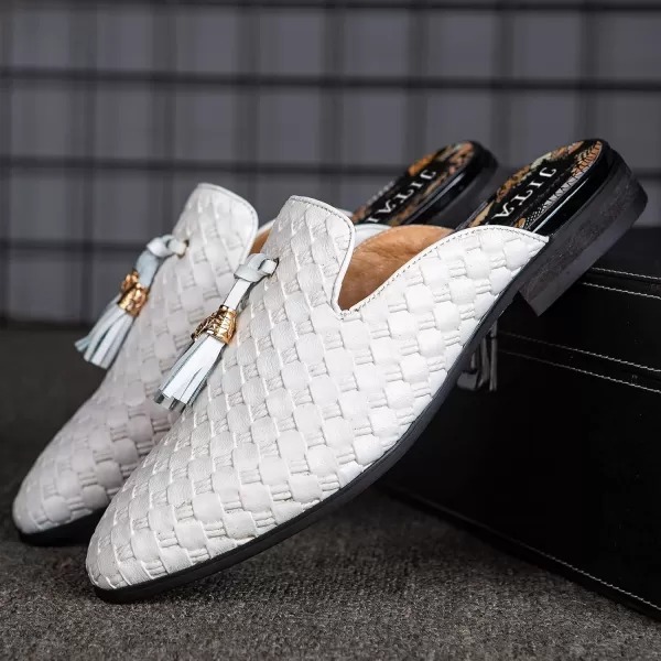 JITAI Mens Mules Mens Slippers SlipOn Loafers Casual Half Loafers Shoes Mens Backless SandalsWhite06