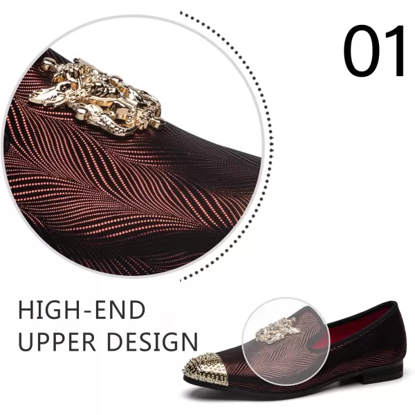 Men Genuine Leather Mens Metallic Textured Slipon Glitter Loafers ShoesBrown04