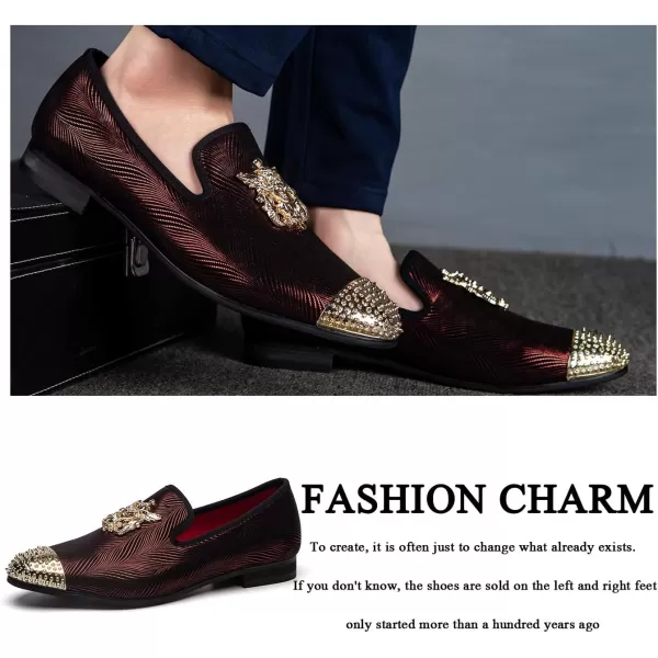 Men Genuine Leather Mens Metallic Textured Slipon Glitter Loafers ShoesBrown04