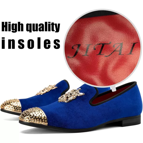 Men Genuine Leather Mens Metallic Textured Slipon Glitter Loafers ShoesNavy01