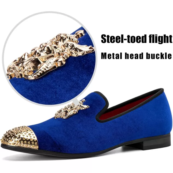 Men Genuine Leather Mens Metallic Textured Slipon Glitter Loafers ShoesNavy01