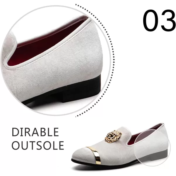Men Genuine Leather Mens Metallic Textured Slipon Glitter Loafers ShoesWhite03