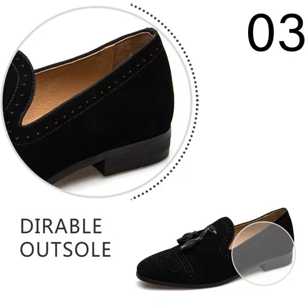 Mens Vintage Velvet Embroidery Noble Loafer Shoes Slipon Loafer Smoking Slipper Tassel LoaferBlack04