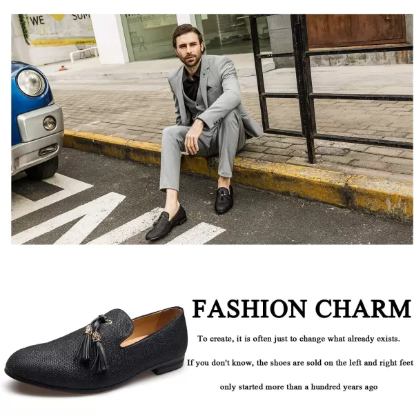 Mens Vintage Velvet Embroidery Noble Loafer Shoes Slipon Loafer Smoking Slipper Tassel LoaferBlack06
