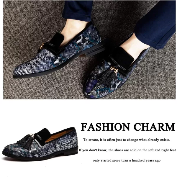 Mens Vintage Velvet Embroidery Noble Loafer Shoes Slipon Loafer Smoking Slipper Tassel LoaferBlue08