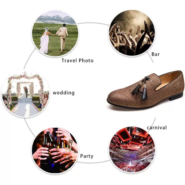 Mens Vintage Velvet Embroidery Noble Loafer Shoes Slipon Loafer Smoking Slipper Tassel LoaferGold11